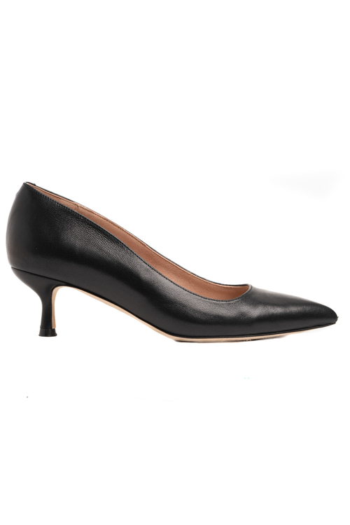 ALLY Shoes Kitten Heel Pump in Black Leather  product