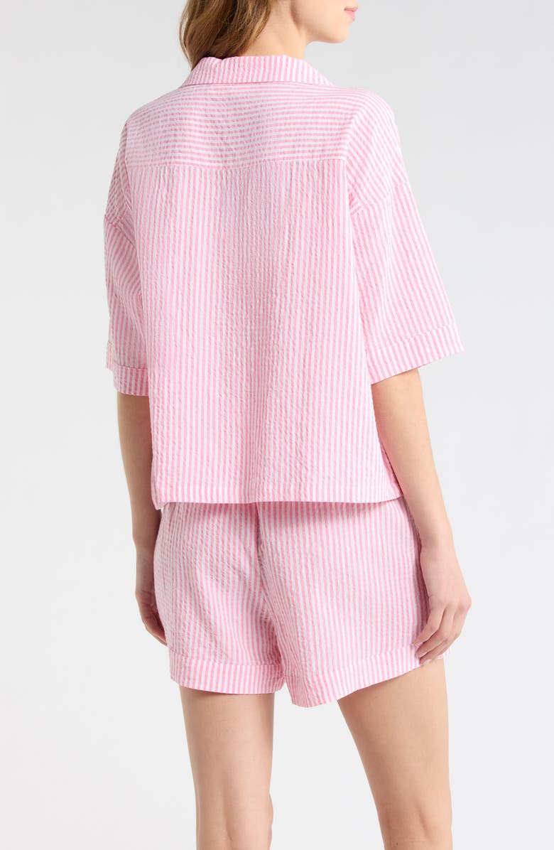 Papinelle Sabine Stripe Seersucker Pajamas, Alternate, color, Pink Lemonade White Stripe