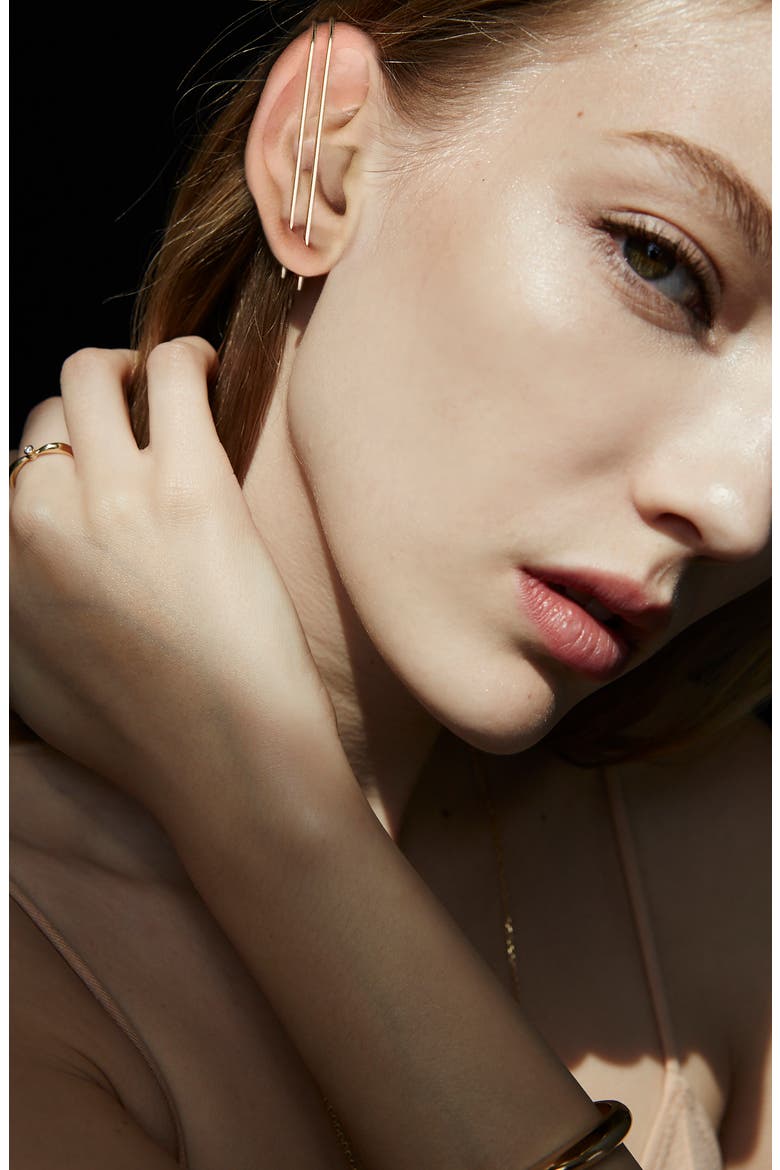 The Thread Ear Pin, Alternate, color, 18K YELLOW GOLD