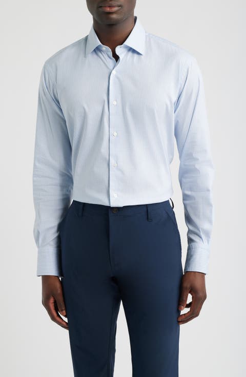 Conway Microcheck Crown Lite Performance Twill Button-Up Shirt