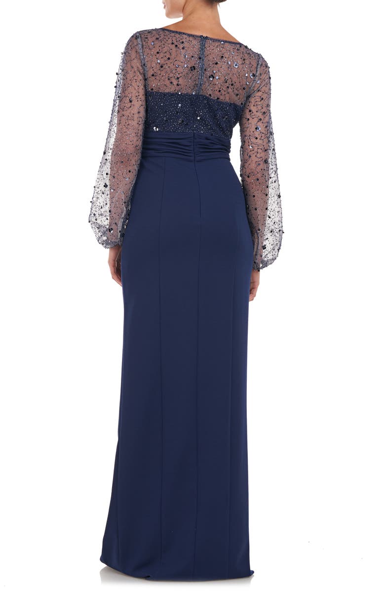 JS Collections Logan Beaded Ilusion Lace Long Sleeve Column Gown, Alternate, color, 
