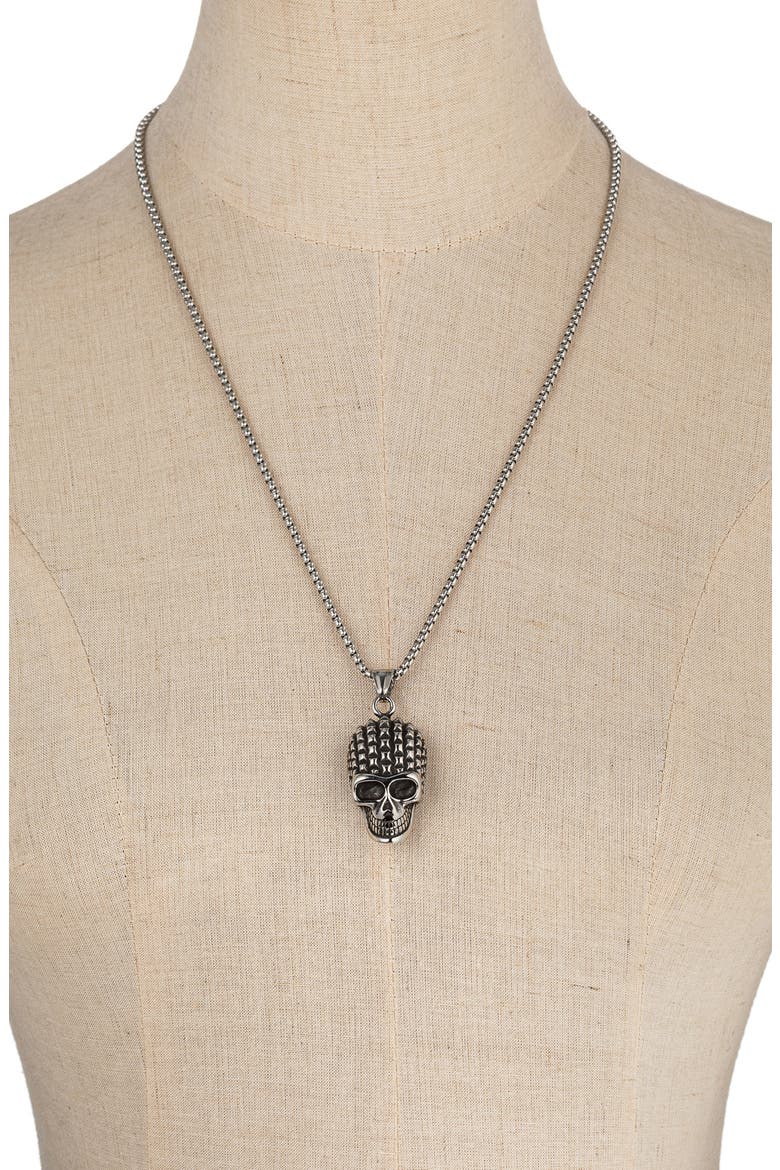 Men's Samuel Titanium Skull Pendant Necklace, Alternate, color, SILVER