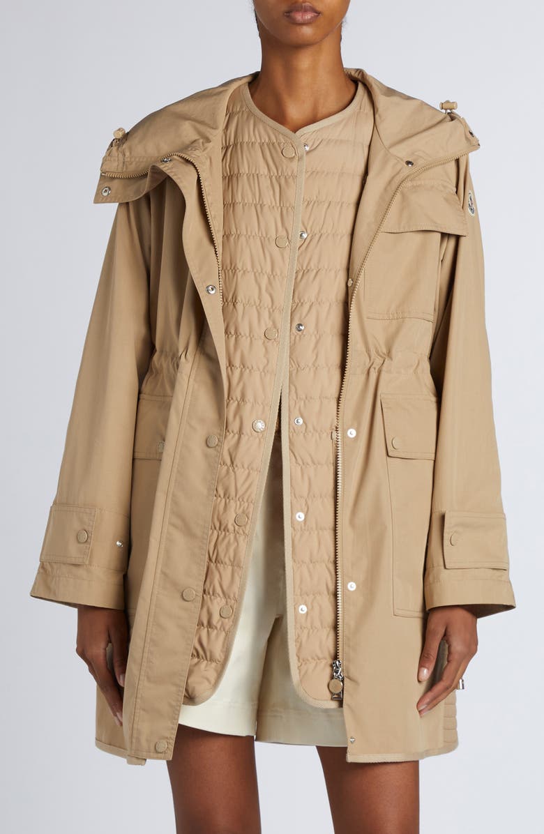 Moncler Meudon Long Parka, Main, color, Beige