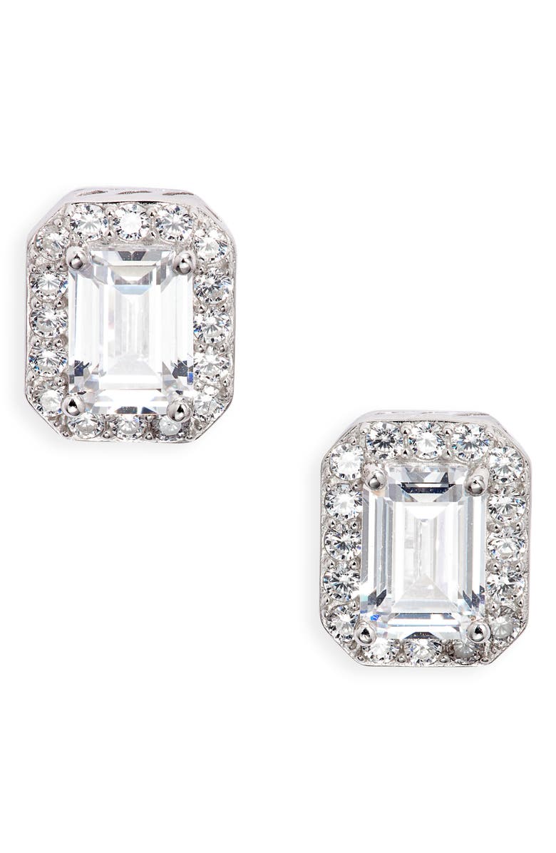 Nordstrom Cubic Zirconia Stud Earrings, Main, color, Platinum Plated
