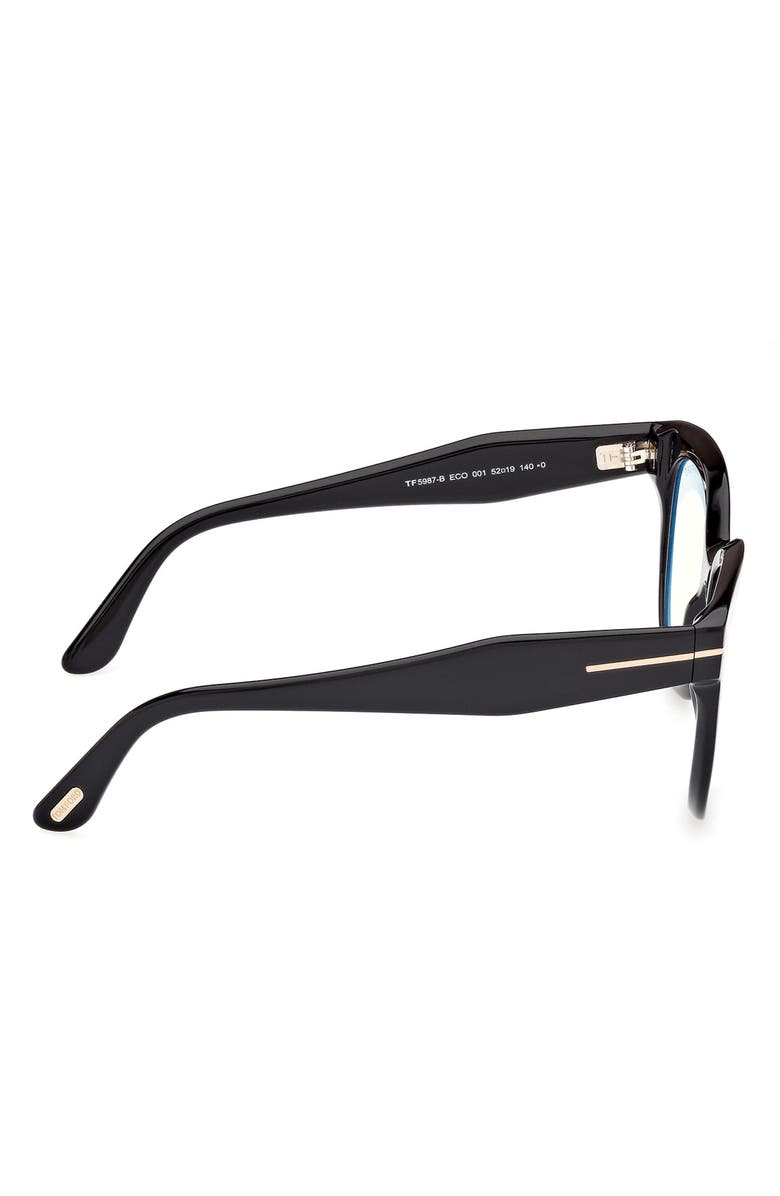 TOM FORD 52mm Butterfly Blue Light Blocking Glasses, Alternate, color, Black