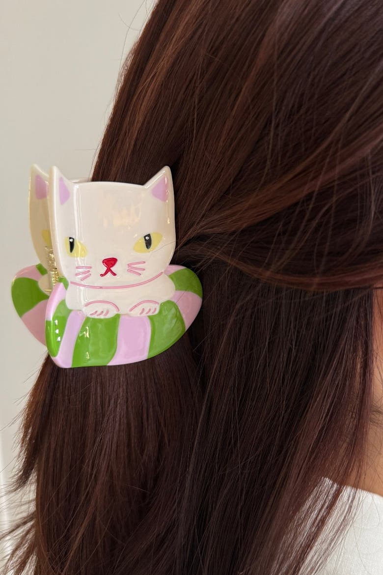 Vacation Kitty Hair Claw, Alternate, color, White