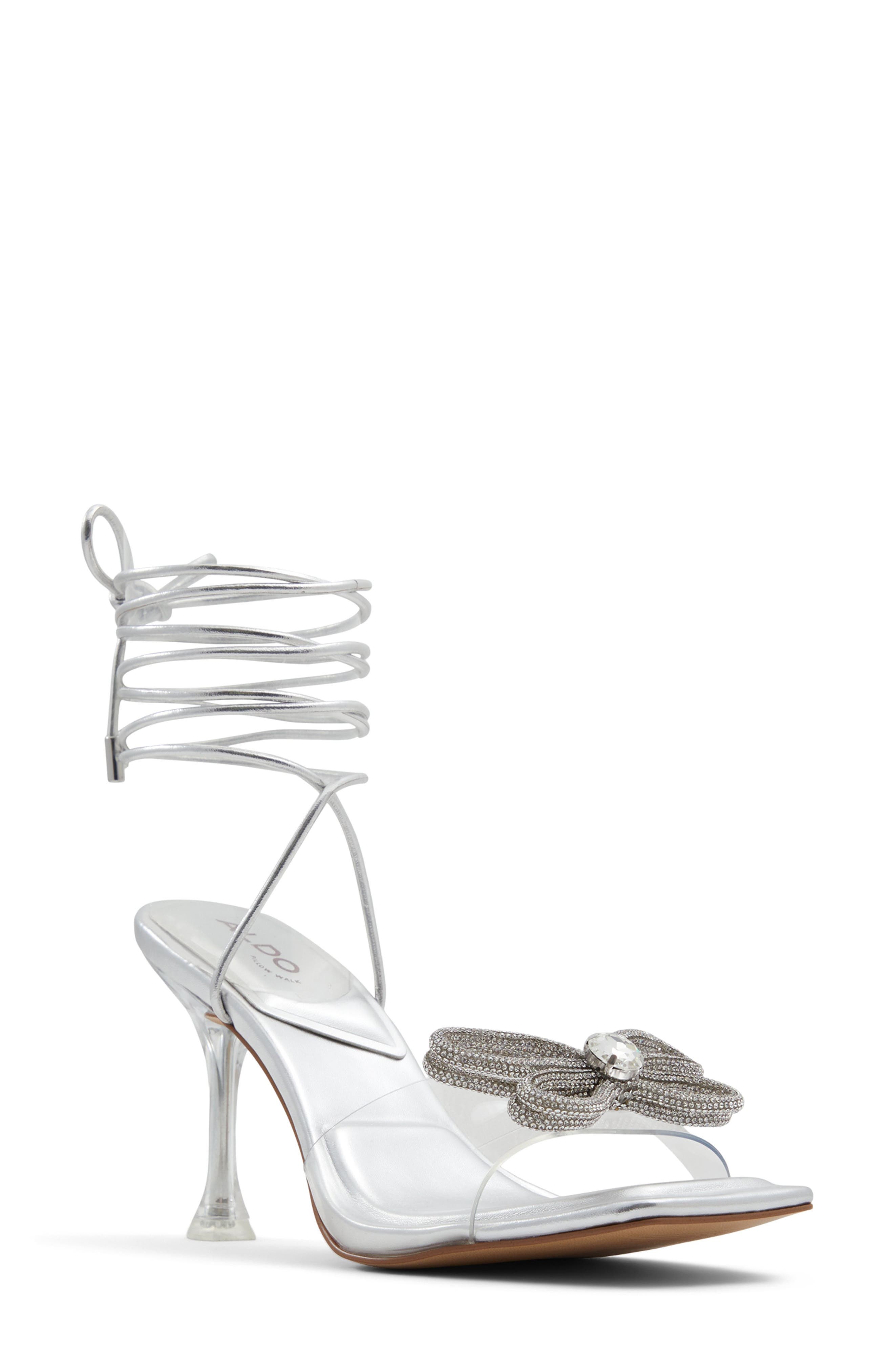 ALDO Nadeline Crystal Bow Ankle Wrap Sandal, Main, color, 