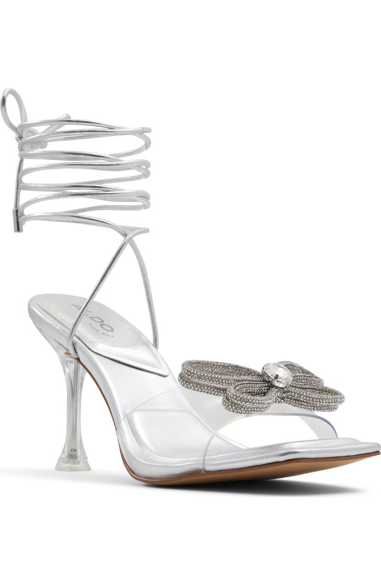 ALDO Nadeline Crystal Bow Ankle Wrap Sandal, Main, color,