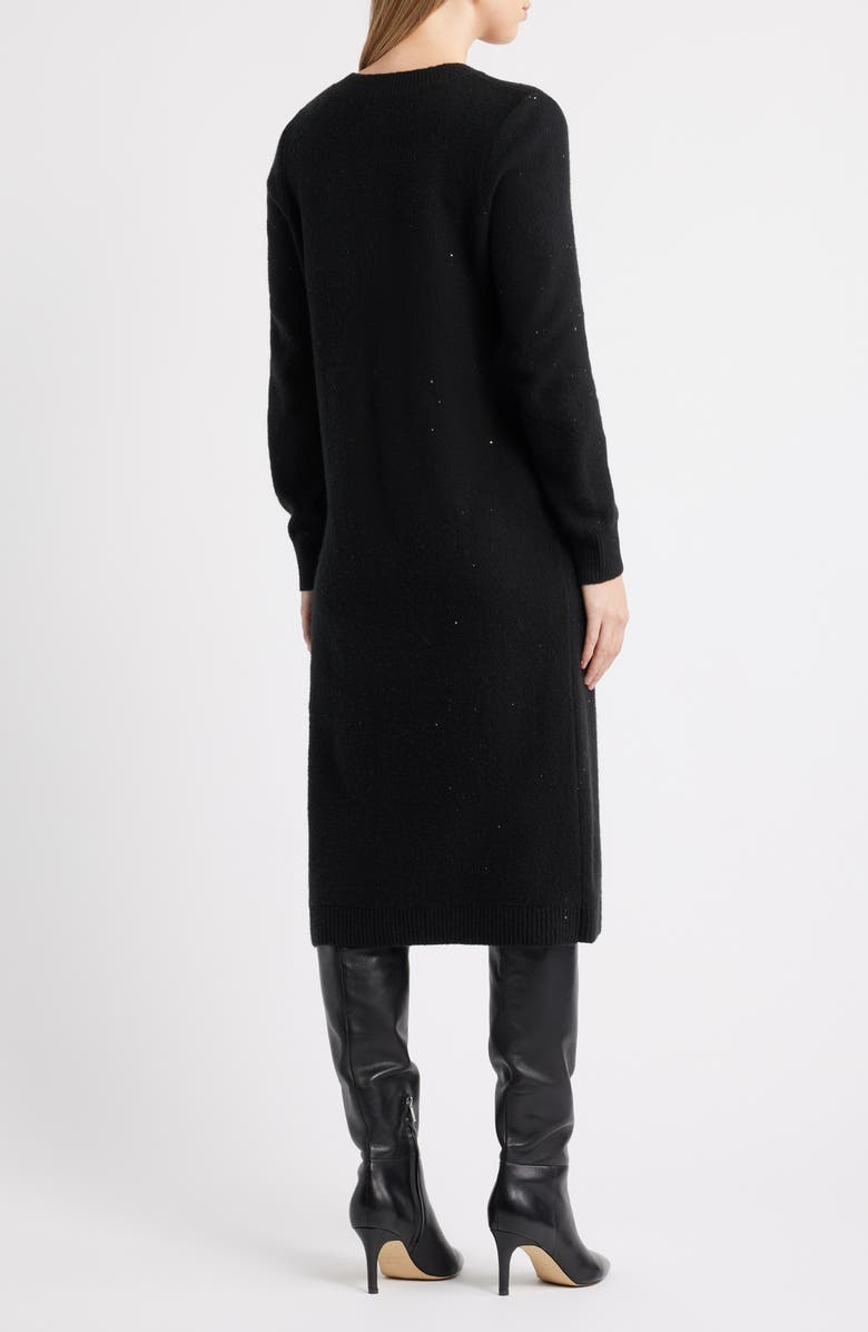 Caslon<sup>®</sup> Sequin Long Sleeve Sweater Dress, Alternate, color, Black