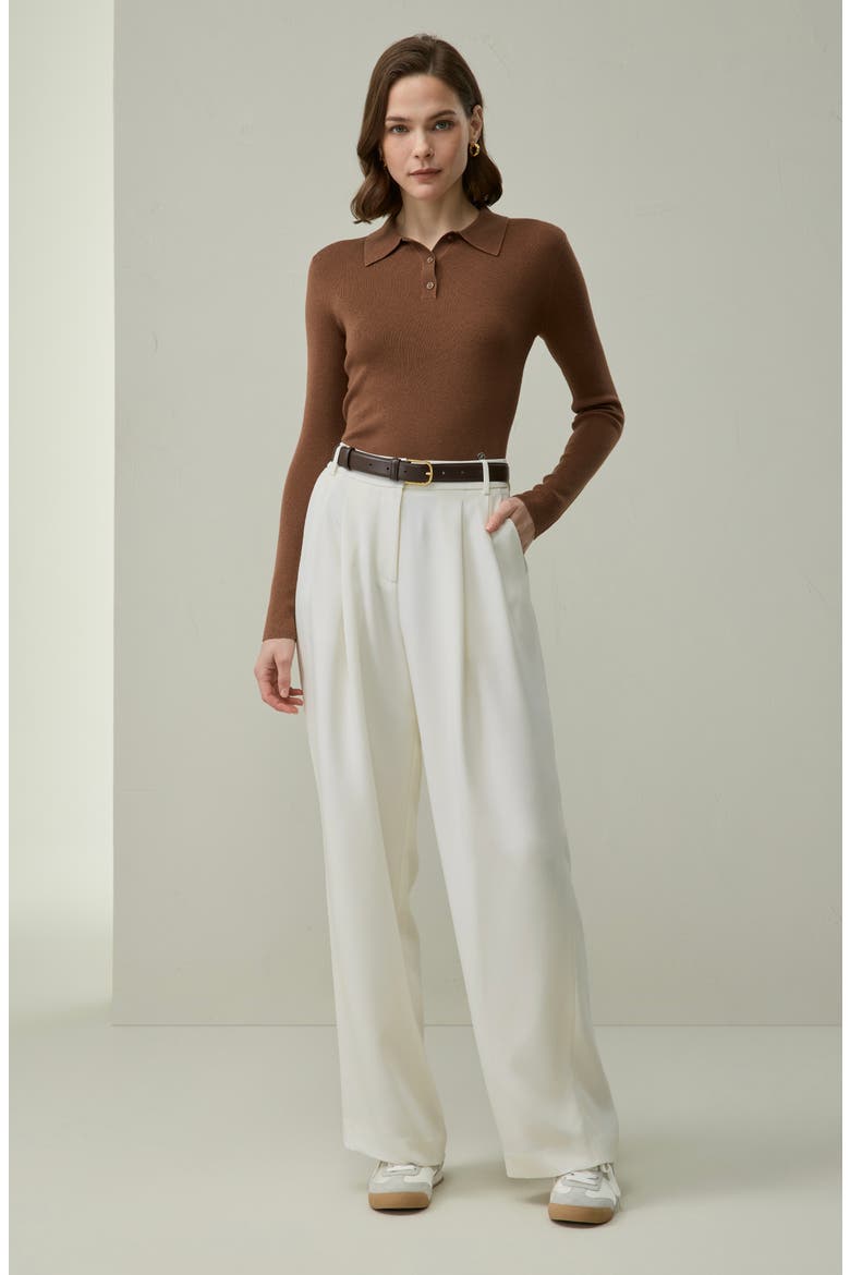 Silk-Cashmere Polo, Alternate, color, Henna