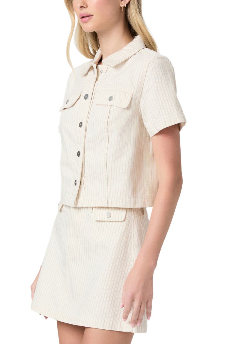 Elly Short Sleeve Denim Jacket, Alternate, color, TONAL STRIPE