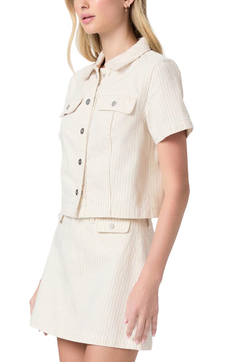 PAIGE Elly Short Sleeve Denim Jacket, Alternate, color, Tonal Stripe