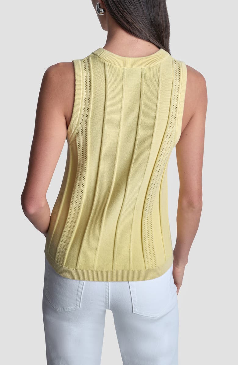 DKNY Sleeveless Cotton Multistitch Sweater, Alternate, color, Buttercream