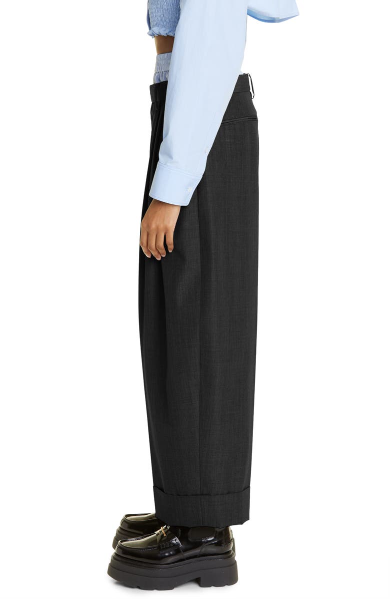 Alexander Wang Exposed Boxer Layer Pleated Straight Leg Trousers, Alternate, color,