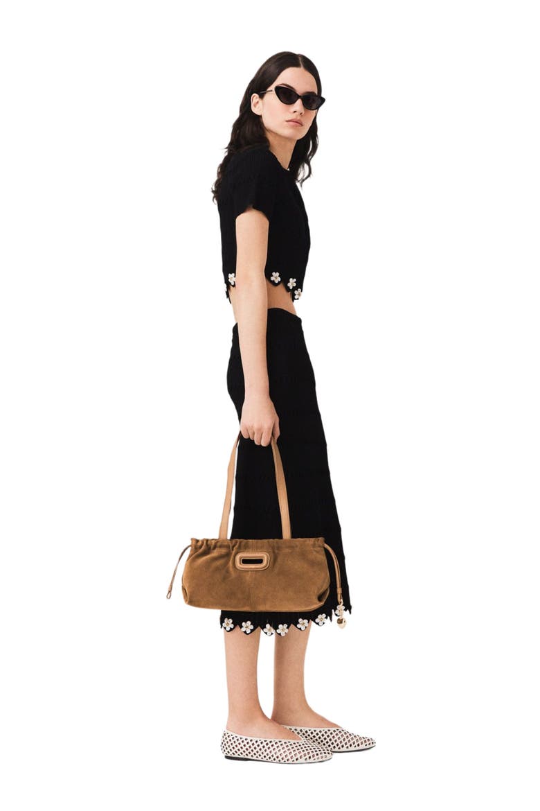 Cardigan with floral jewel details, Alternate, color, Black