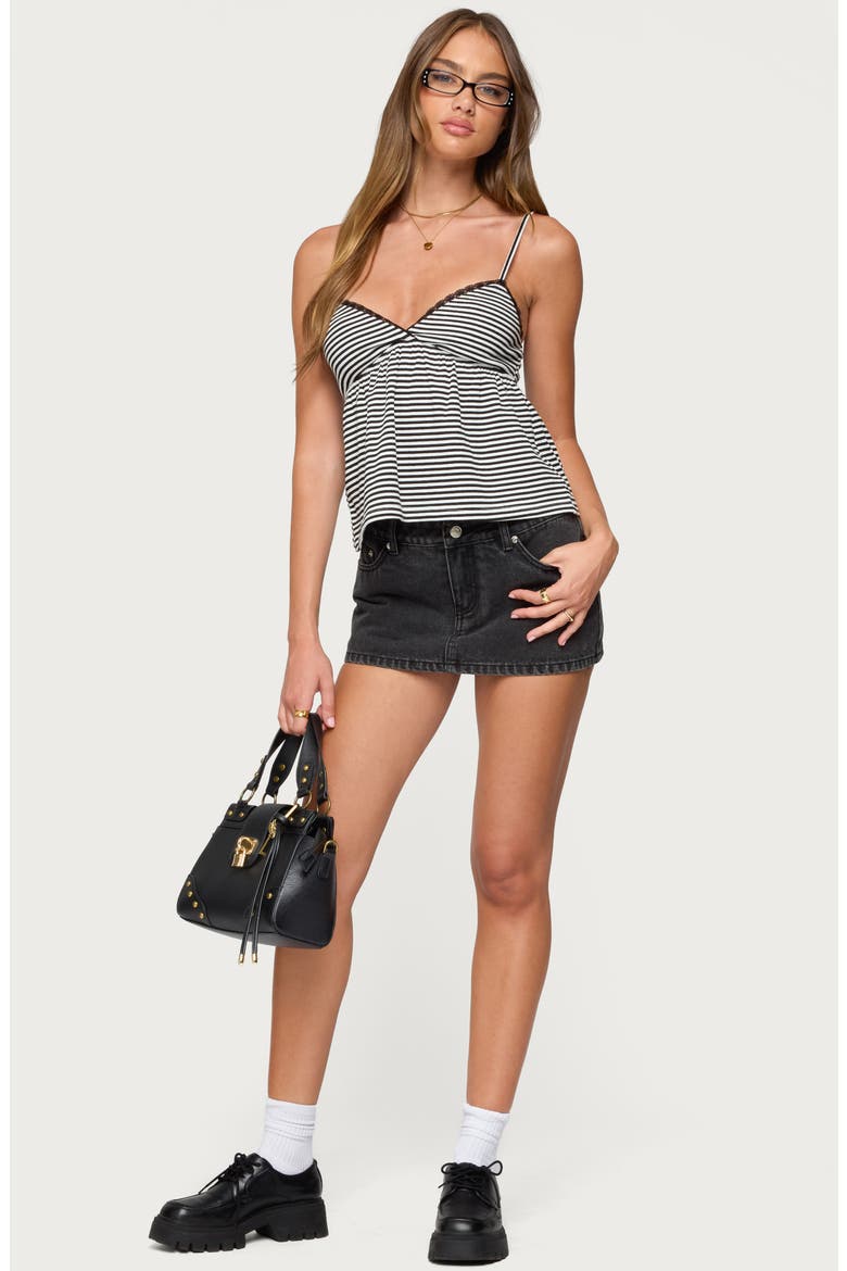 Orietta Stripe Babydoll Camisole, Alternate, color, BLACK