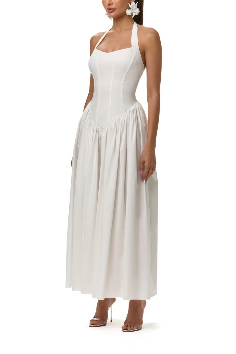 Shirting Halter Maxi Dress, Alternate, color, OFF WHITE