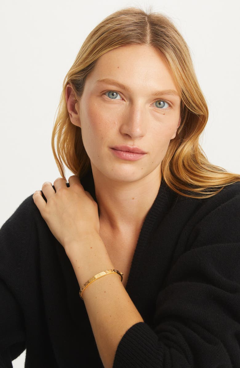 Tory Burch Thin Icon T Monogram Hinge Bracelet, Alternate, color, 