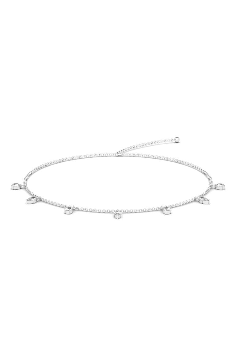 Lab Created Diamond Charm Choker Necklace, Alternate, color, 18K WHITE GOLD