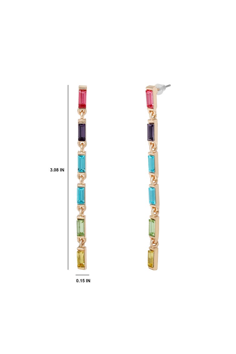 Rainbow Linear Drop Earrings, Alternate, color, Gold