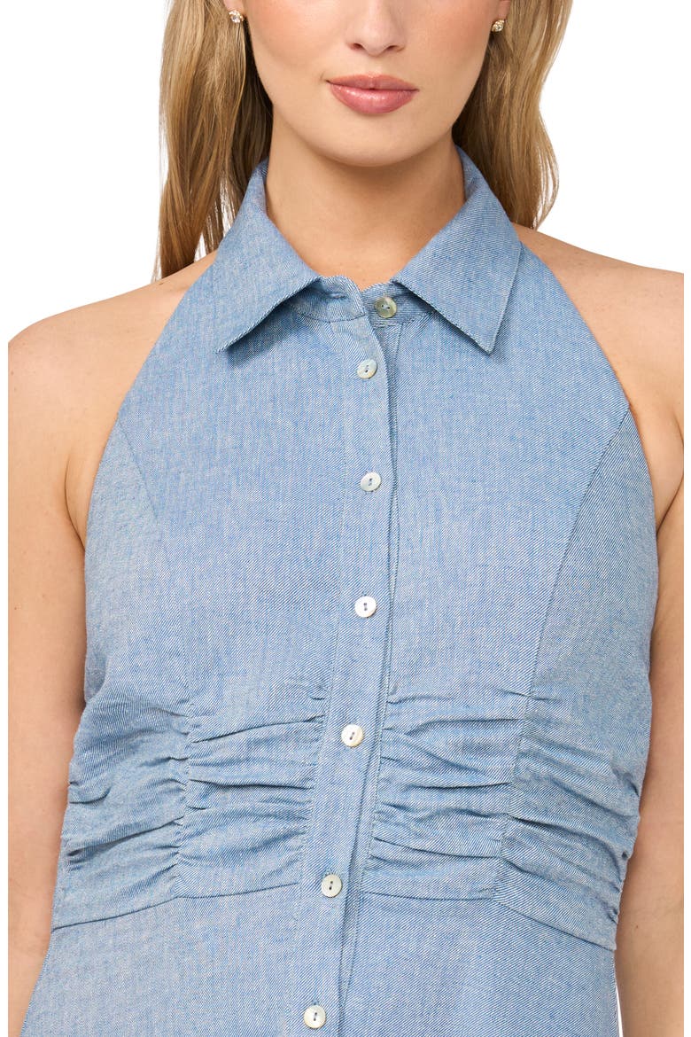 Button-Up Cotton & Linen Blend Halter Shirtdress, Alternate, color, MEDIUM CHAMBRAY