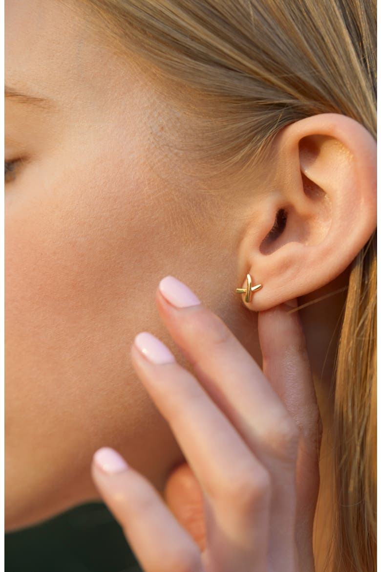 Kiss Stud Earrings, Alternate, color, GOLD
