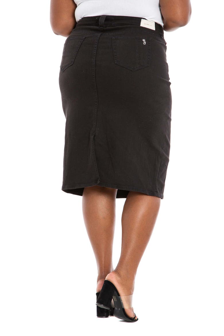 Stretch Cotton Denim Skirt, Alternate, color, BLACK