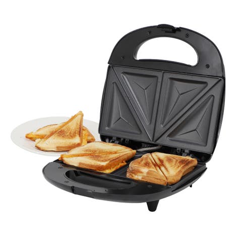 Electric Compact Aluminum Nonstick Sandwich Maker in Black