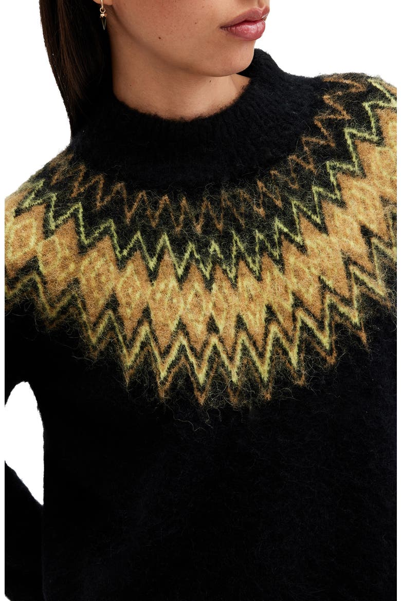 Clyde Fair Isle Sweater, Alternate, color, BLACK
