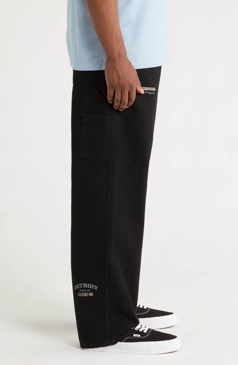 Carhartt Work In Progress OG Single Knit Loose Organic Cotton Canvas Pants, Alternate, color, Black Heavy Stone Wash