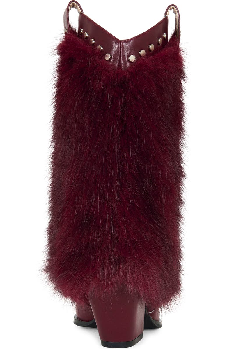 AZALEA WANG Violetta Faux Fur Western Bootie, Alternate, color, Burgundy