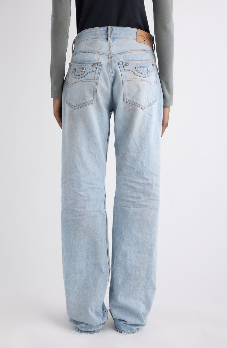 Balenciaga City Distressed Straight Leg Jeans, Alternate, color, 4200 Light Blue