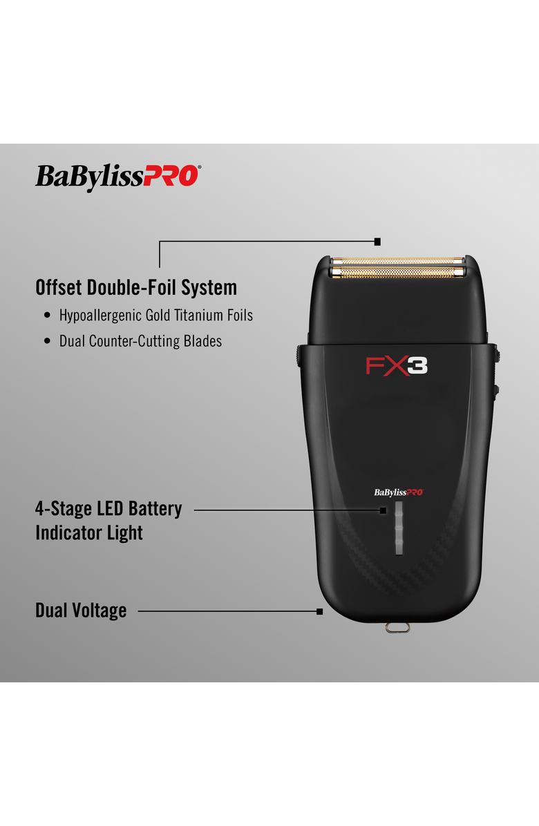 BaBylissPRO FX3 Professional High-Speed Foil Shaver, Alternate, color, Black