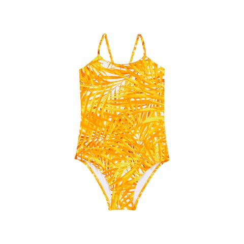 Kids' Palm Leaves Jersey One-Piece Swimsuit