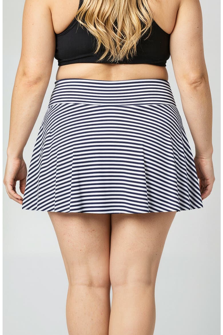 Plus Size Flowy Swim Skirt With Shorts, Alternate, color, Navy Sunshine Sails