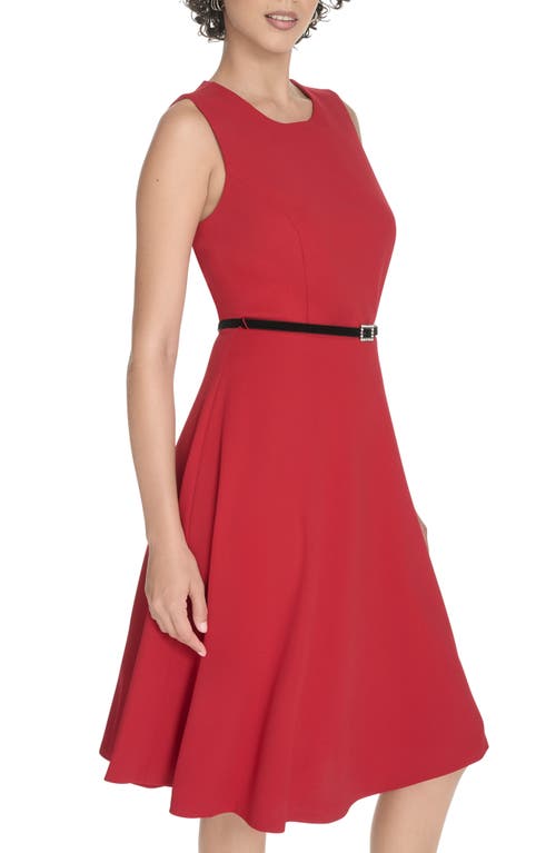 Tommy Hilfiger Sleeveless Scuba Crepe Midi Dress In Red
