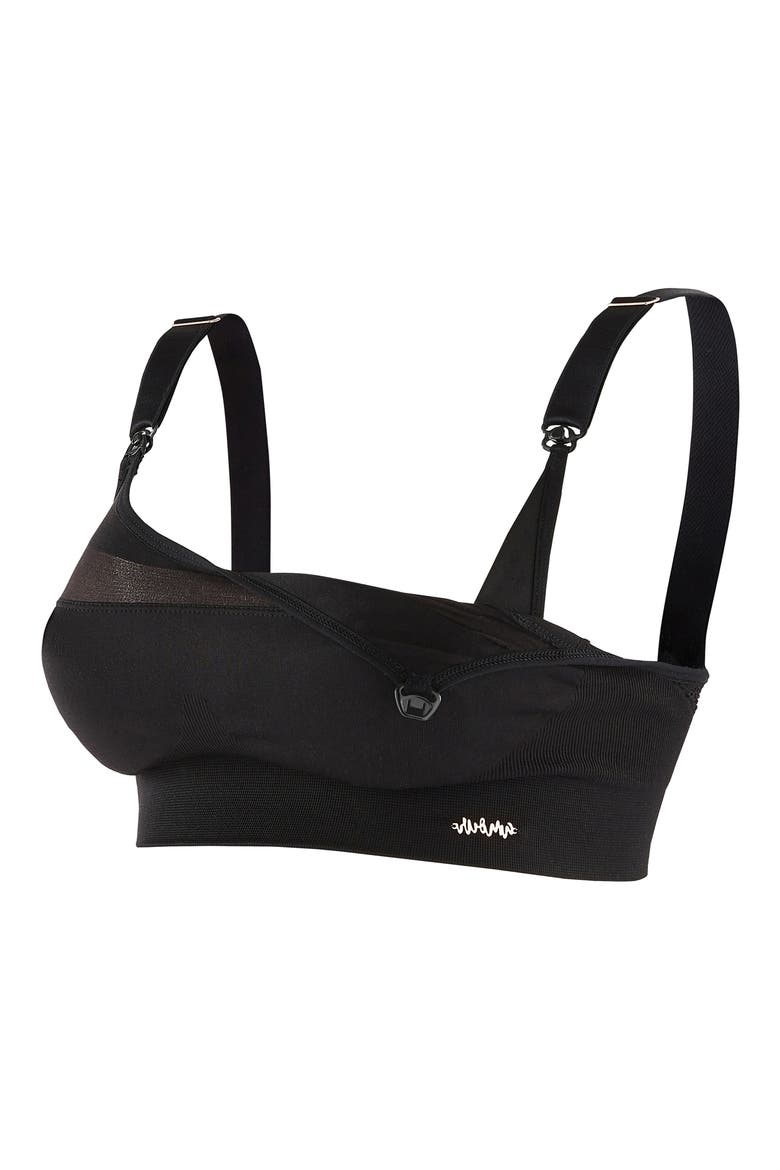 Woma maternity and nursing sports bra, Alternate, color, BLACK
