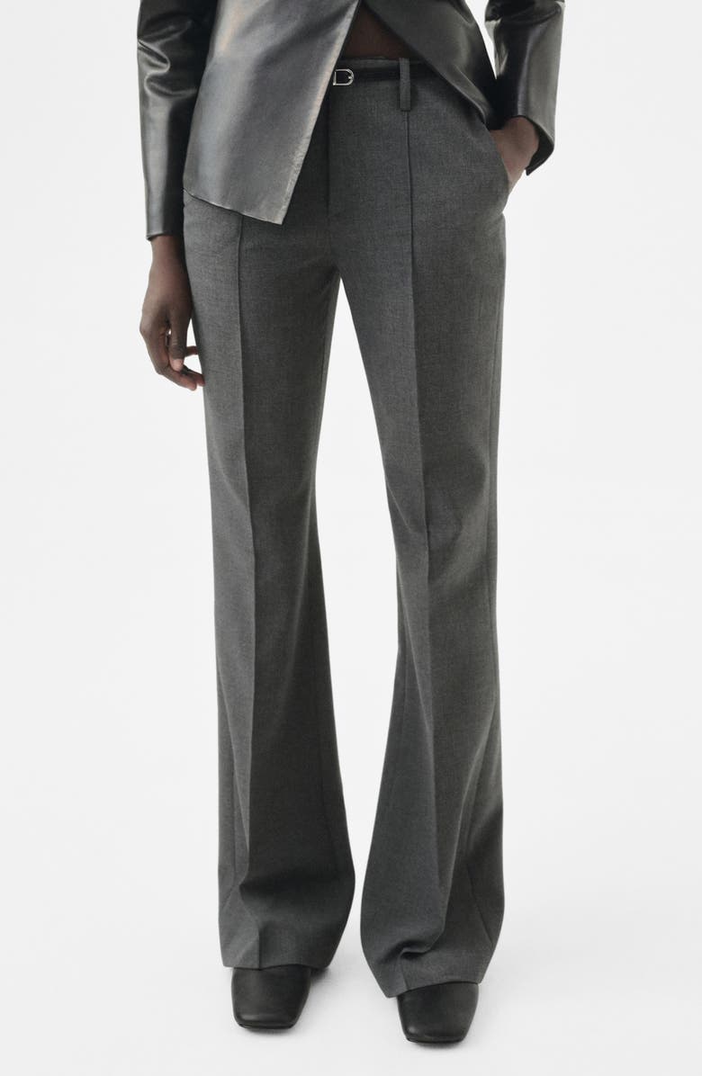 MANGO Selection Belted Straight Leg Pants, Main, color, Gray