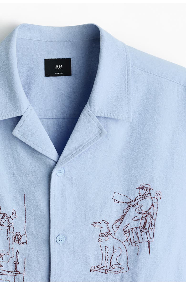 H&M Relaxed-fit cotton resort shirt, Alternate, color, Light Blue