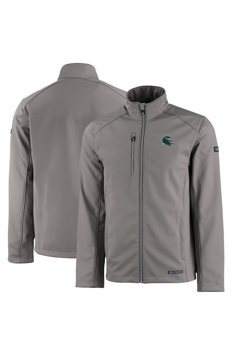 Cutter & Buck Men's Cutter & Buck Gray Philadelphia Eagles Evoke Eco Softshell Recycled Full-Zip Jacket, Main, color, 