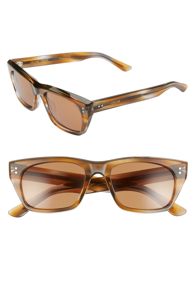 53mm Rectangle Sunglasses, Main, color, COLOURED HAVANA