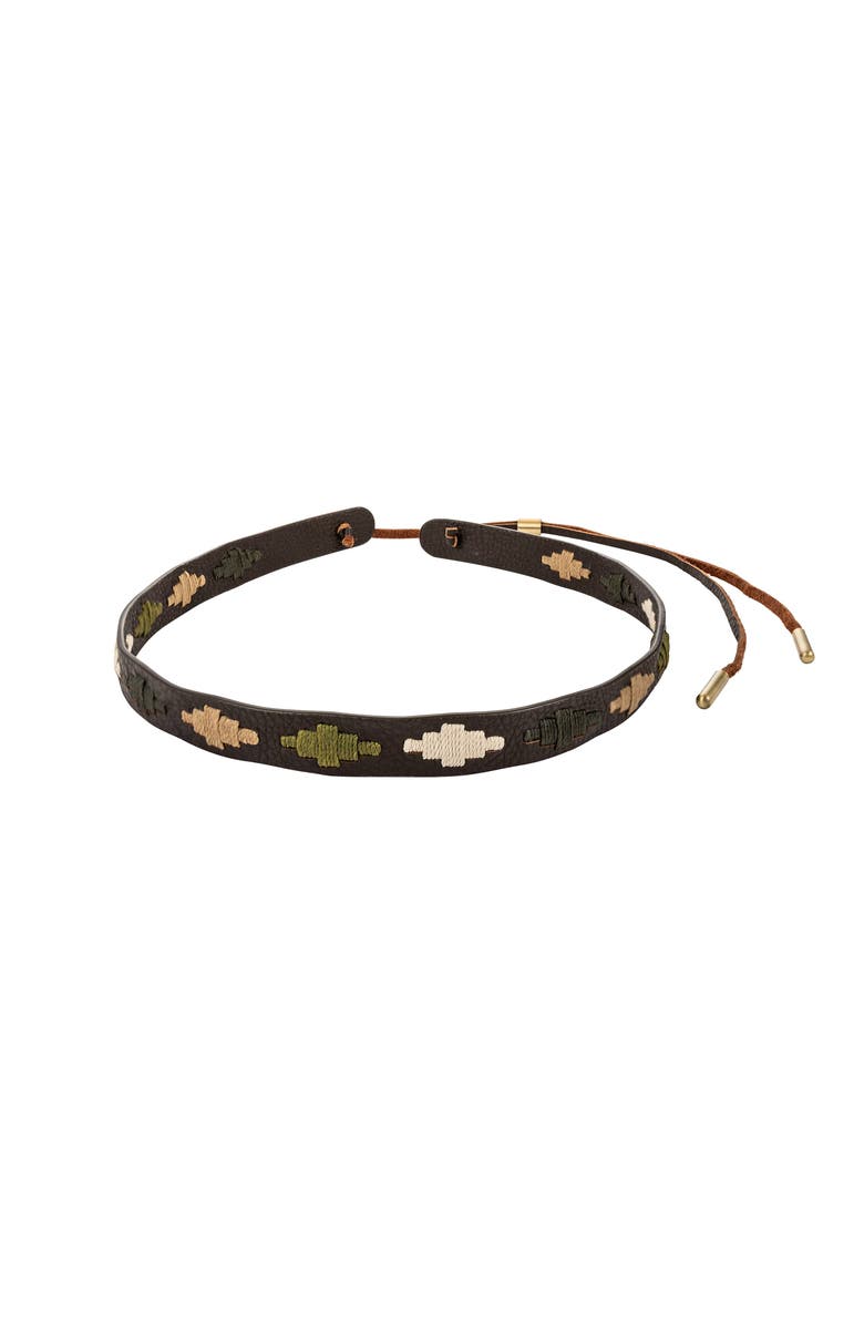 pampeano Pampa Leather Hat Band - Block Pattern, Main, color, Brown/Beige/Cream/Dark Green
