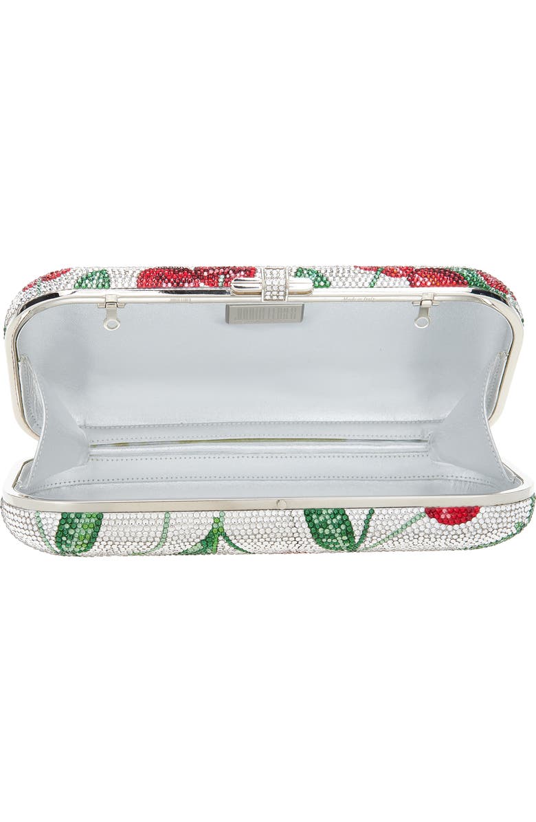 JUDITH LEIBER COUTURE Bing Cherries Long Slide Crystal Clutch, Alternate, color, Silver Rhine Multi