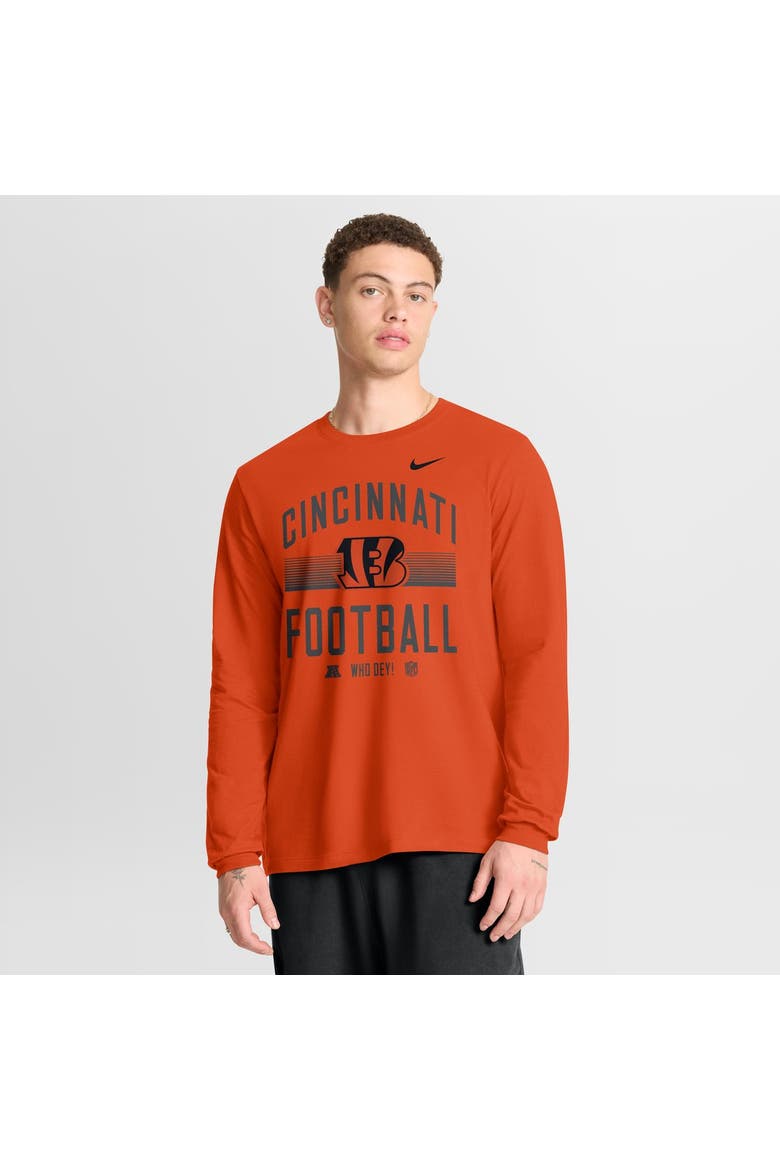 Men's Nike Orange Cincinnati Bengals Always Prepared Essential Cotton Long Sleeve T-Shirt, Main, color, Orange