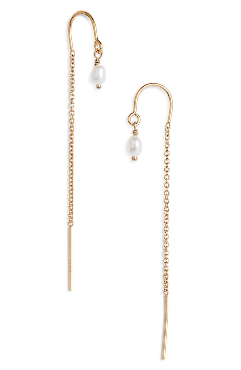 Set & Stones Madeline Freshwater Pearl Threader Earrings, Main, color, Gold
