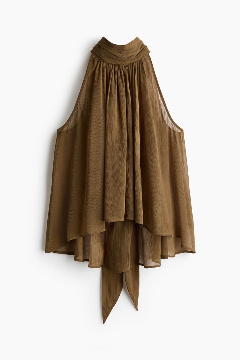 Tie-detail Chiffon Top, Alternate, color, Khaki green
