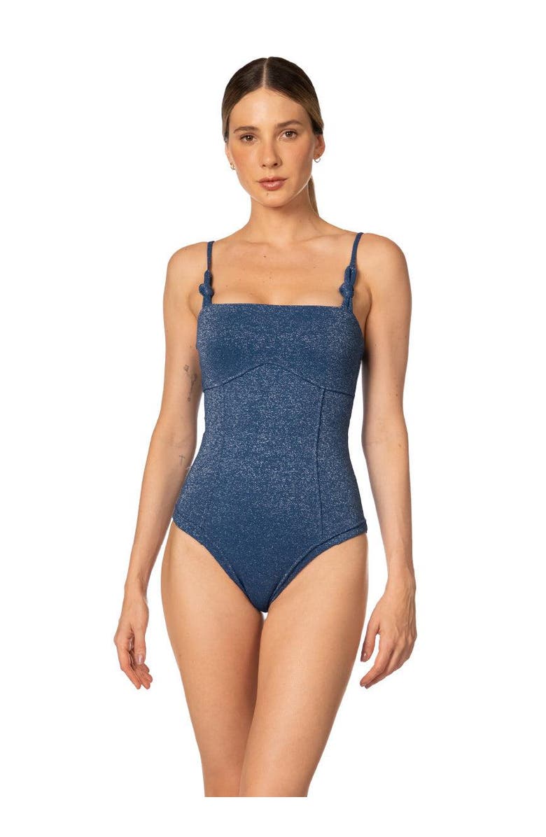 KIBYS Sacred Sun Nube Luxe Shimmer Sculpting One Piece, Main, color, Shimmery Blue