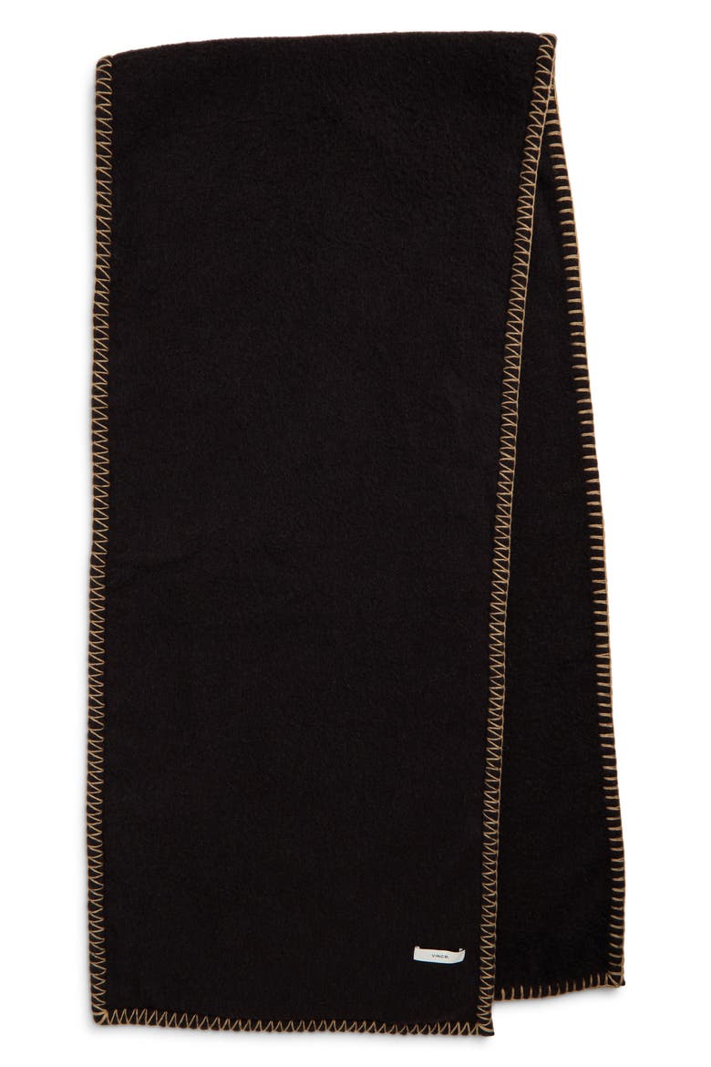 Blanket Stitch Merino Wool Wrap, Alternate, color, MIDLAND CAMELETTO