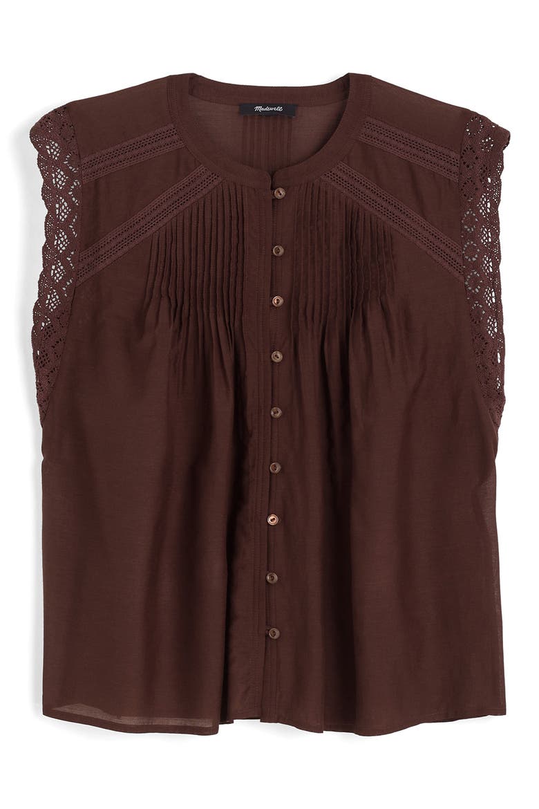 Lace Trim Sleeveless Top, Alternate, color, DARK CHICORY