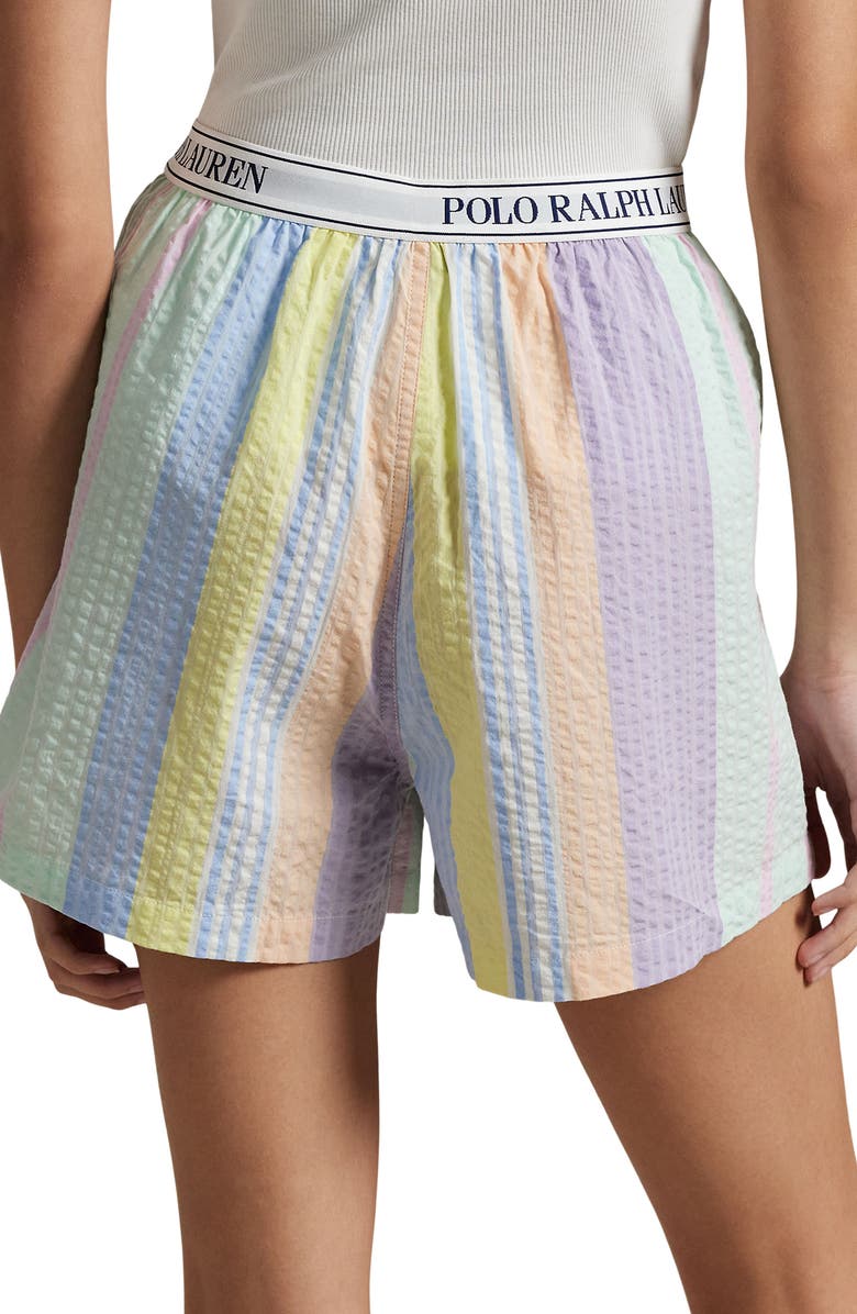 Polo Ralph Lauren Cotton Seersucker Boxer Pajama Shorts, Alternate, color, 